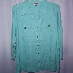 Teal button up